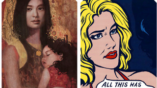 The ladies of <em>Battlestar Galactica</em>, painted in the styles of Klimt, Lichtenstein, and more